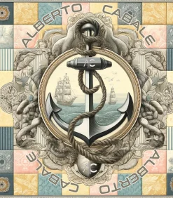 Alberto Cabale Kleine zijden vierkant Anchor Cléo multicolor
