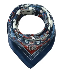 Alberto Cabale Kleine zijden vierkante Bandana Horse Cléo navyBlue