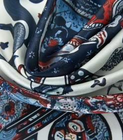 Alberto Cabale Kleine zijden vierkante Bandana Horse Cléo navyBlue