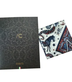 Alberto Cabale Kleine zijden vierkante Bandana Horse Cléo navyBlue