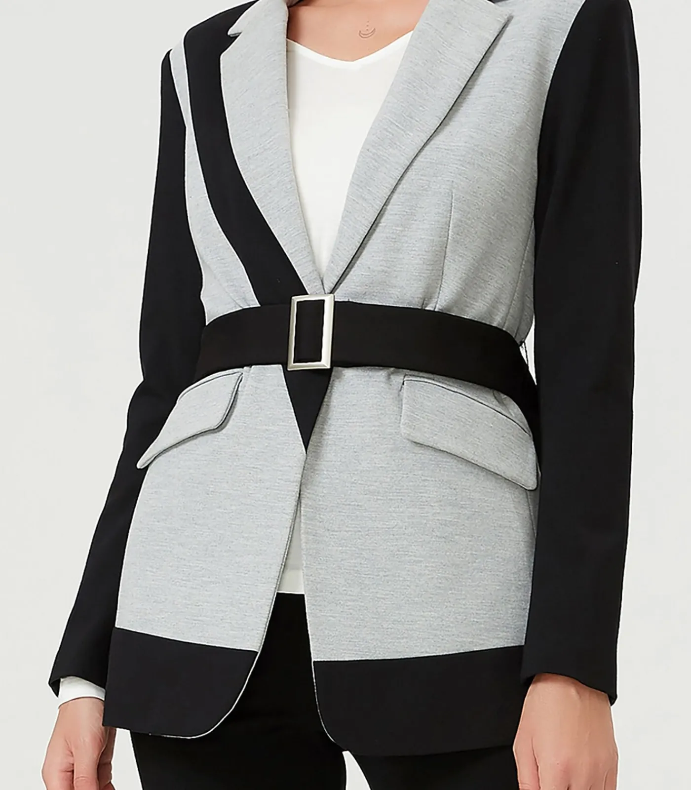 Smart & Joy Kleurblok Blazer in Jersey gray Online