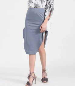Smart & Joy Kokerrok met hoge zijsplitten lightBlue Best