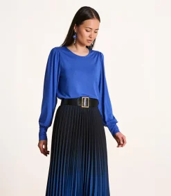 La Fée Maraboutée Koningsblauw losvallend modal T-shirt met lange mouwen lightBlue Discount