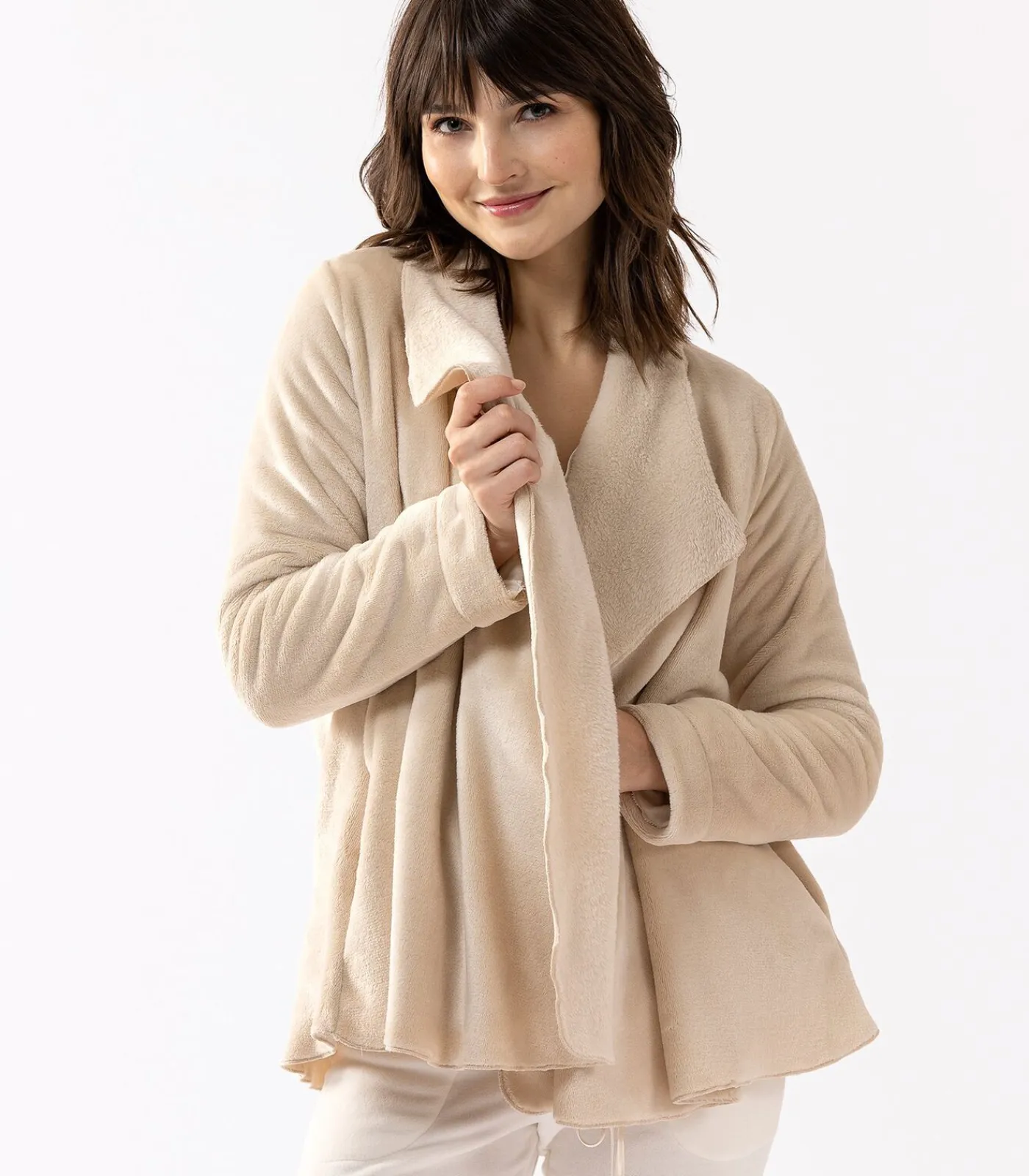 LE CHAT Kort jasje van flanellen pluche ESSENTIEL H73B beige
