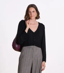 La Fée Maraboutée Kort vest in fijn zwart breisel black Discount