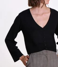 La Fée Maraboutée Kort vest in fijn zwart breisel black Discount