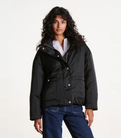La Fée Maraboutée Kort zwart gewatteerd jack met capuchon black Clearance