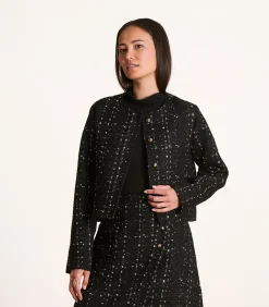 La Fée Maraboutée Kort zwart jasje in tweed black