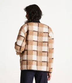 La Fée Maraboutée Korte beige bouclé jas met ruitpatroon lightGrey