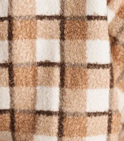 La Fée Maraboutée Korte beige bouclé jas met ruitpatroon lightGrey