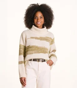 La Fée Maraboutée Korte bicolor trui met coltrui en patroon beige New