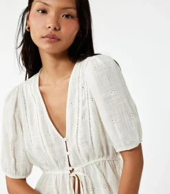 Koton Korte Blouse V-hals Katoenmix white Online