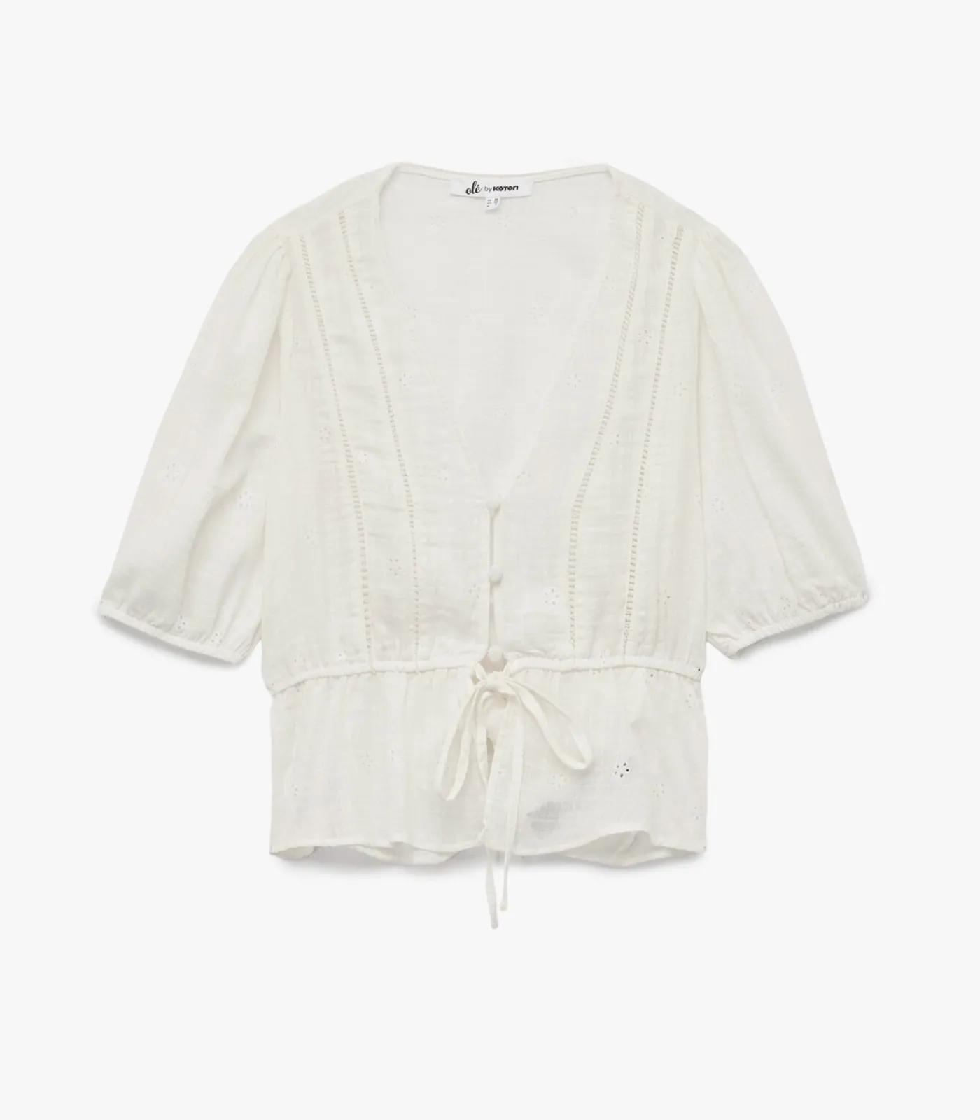 Koton Korte Blouse V-hals Katoenmix white Online