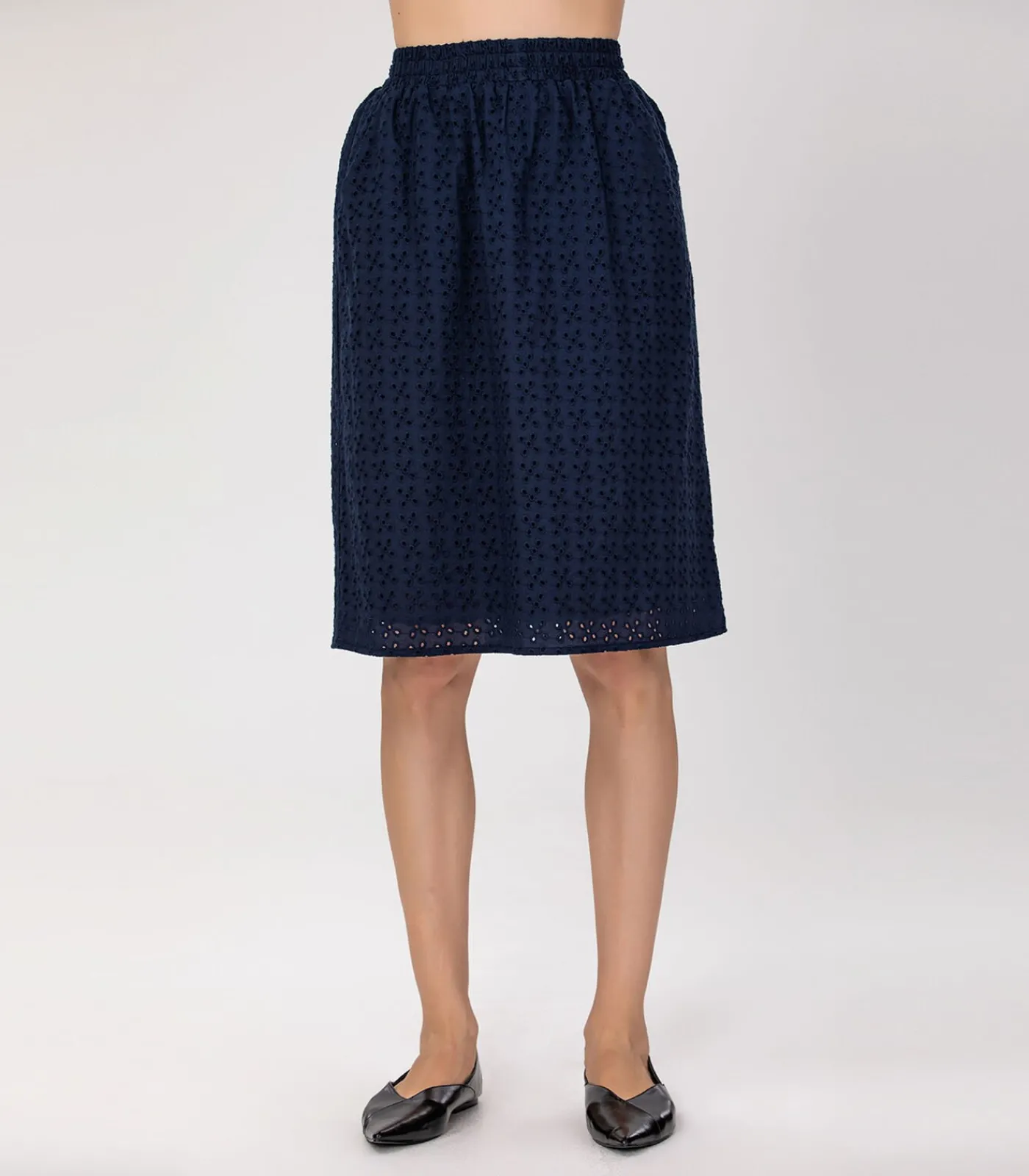 Smart & Joy Korte broek van katoenen kant met oogjes darkBlue New