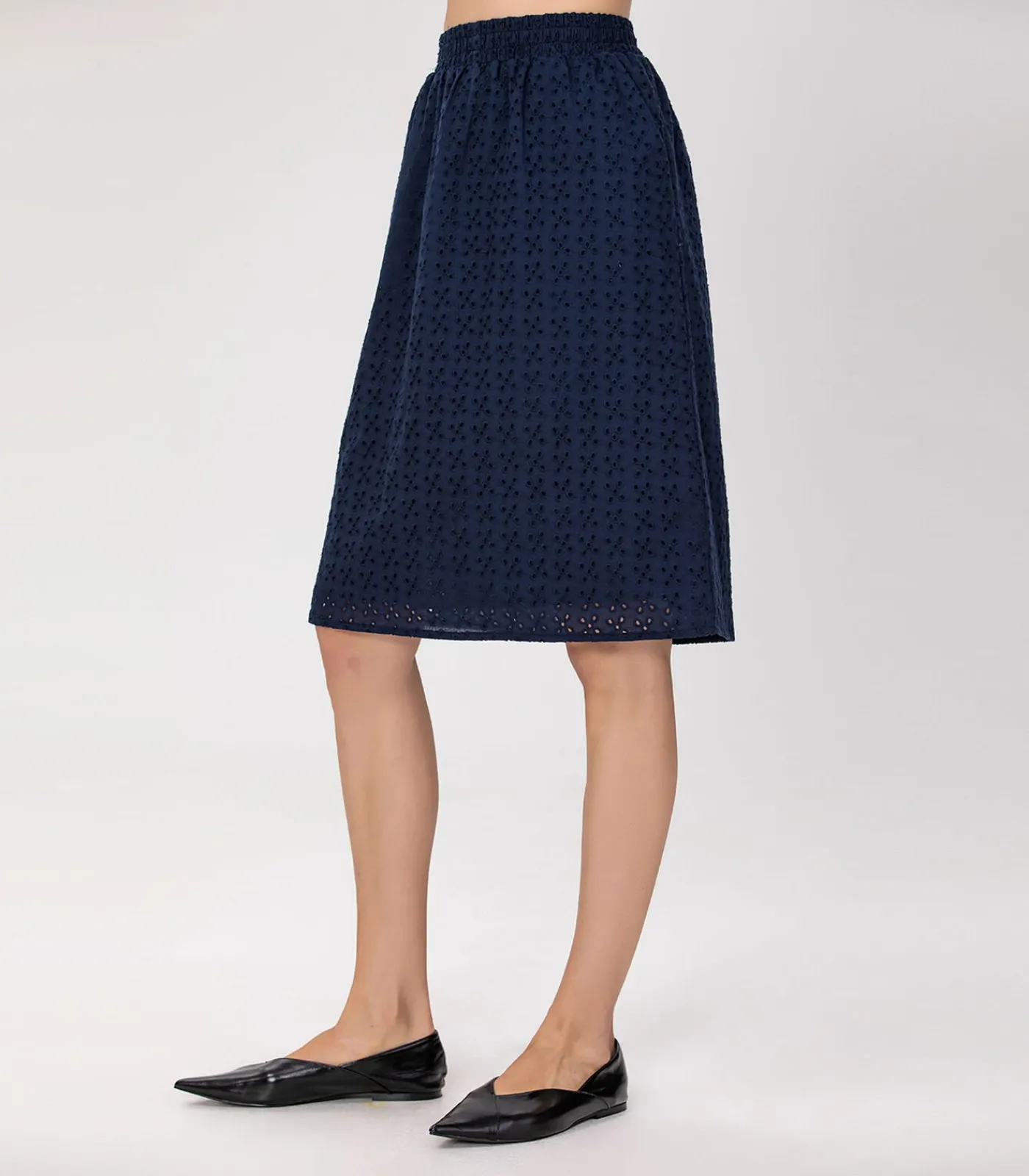 Smart & Joy Korte broek van katoenen kant met oogjes darkBlue New