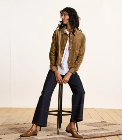 La Fée Maraboutée Korte bruine fluwelen jas camel Sale