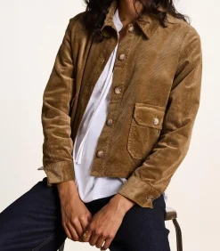 La Fée Maraboutée Korte bruine fluwelen jas camel Sale
