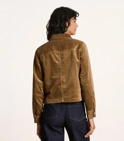 La Fée Maraboutée Korte bruine fluwelen jas camel Sale