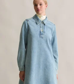 Marc O’Polo DENIM Korte denim jurk uitlopend lightBlue Discount