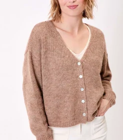 La Fiancée Korte effen gebreide vest APPACHE bronze New