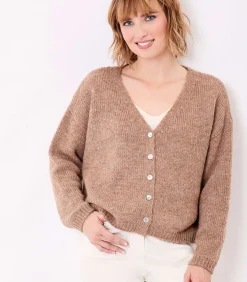 La Fiancée Korte effen gebreide vest APPACHE bronze New