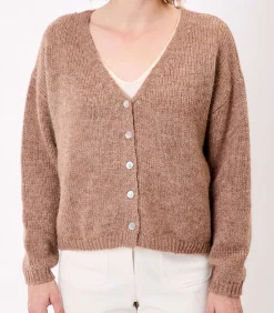 La Fiancée Korte effen gebreide vest APPACHE bronze New