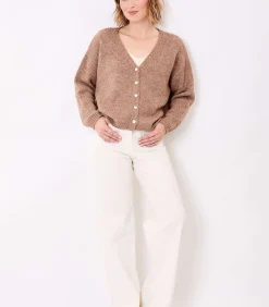 La Fiancée Korte effen gebreide vest APPACHE bronze New
