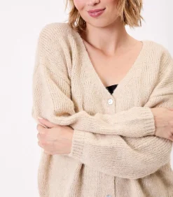 La Fiancée Korte effen gebreide vest APPACHE beige Discount