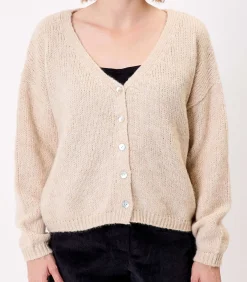 La Fiancée Korte effen gebreide vest APPACHE beige Discount