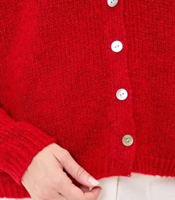 La Fiancée Korte effen gebreide vest APPACHE red