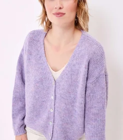 La Fiancée Korte effen gebreide vest APPACHE violet New