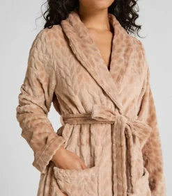 Hunkemöller Korte flanellen badjas beige Clearance