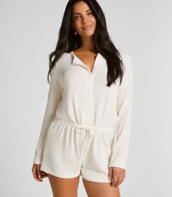 Hunkemöller Korte geribde jersey onesie white