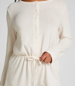Hunkemöller Korte geribde jersey onesie white