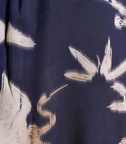 La Fée Maraboutée Korte getailleerde en gedrapeerde marineblauwe jurk met print navyBlue Online