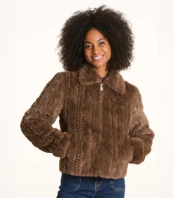 La Fée Maraboutée Korte jas in bruin nep bont brown Discount
