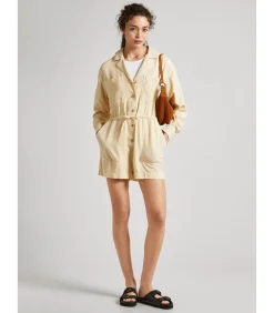 Pepe Jeans Korte jumpsuit voor vrouwen Elison camel