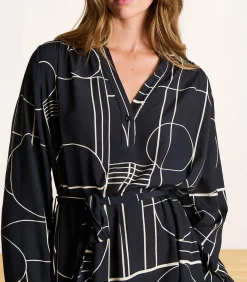 La Fée Maraboutée Korte jurk met ceintuur donkerblauw met print black Outlet