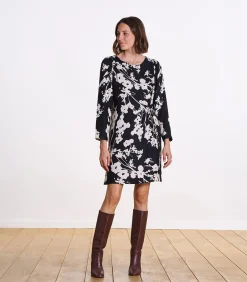 La Fée Maraboutée Korte jurk met 7/8e mouwen met wit print black Discount
