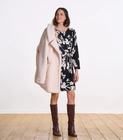 La Fée Maraboutée Korte jurk met 7/8e mouwen met wit print black Discount