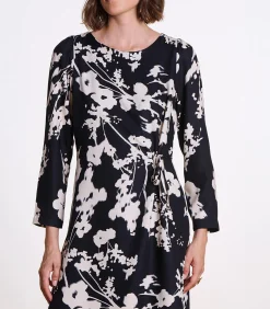 La Fée Maraboutée Korte jurk met 7/8e mouwen met wit print black Discount