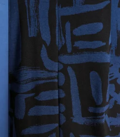 La Fée Maraboutée Korte jurk zwart en blauw in jacquard met print black Online