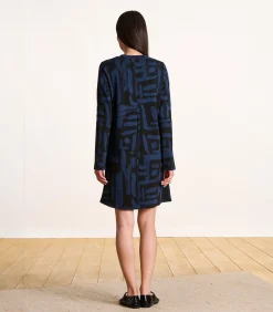 La Fée Maraboutée Korte jurk zwart en blauw in jacquard met print black Online