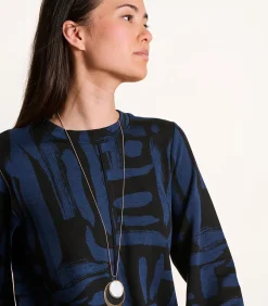 La Fée Maraboutée Korte jurk zwart en blauw in jacquard met print black Online