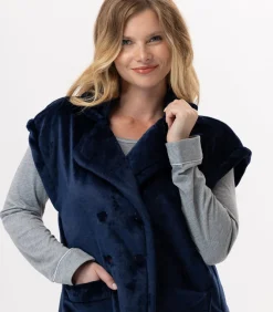 LE CHAT Korte mouwen jasje met knopen van pluche flanel ESSENTIEL H76A blue Best