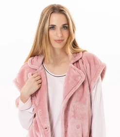 LE CHAT Korte mouwen jasje met knopen van pluche flanel ESSENTIEL H76A pink Clearance
