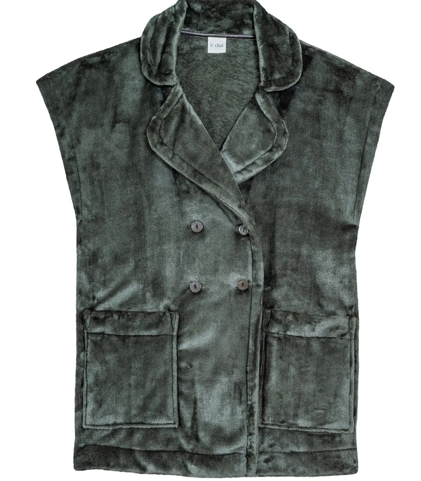 LE CHAT Korte mouwen jasje met knopen van pluche flanel ESSENTIEL H76A green