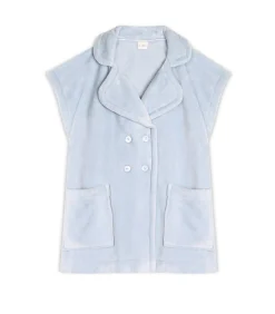 LE CHAT Korte mouwen jasje met knopen van pluche flanel ESSENTIEL H76A blue Hot