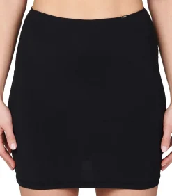 Avet Korte onderrok dames- 40 CM - Gladde onderrok - wit - zwart - huidskeur black New