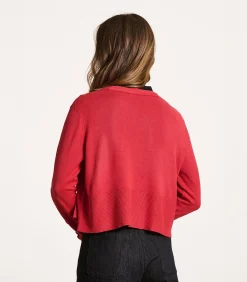 La Fée Maraboutée Korte open cardigan in fijne rode tricot red Clearance